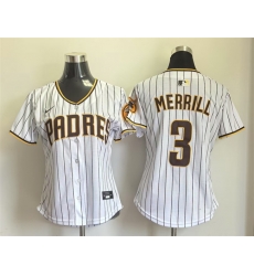 Women San Diego Padres 3 Jackson Merrill White Home Limited Stitched Baseball Jersey Women San Diego Padres 3 Jackson Merrill White Home Limited Stitched Baseball Jersey