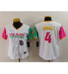 Women San Diego Padres 4 Luis Arraez White City Connect Stitched Baseball Jersey_2 Women San Diego Padres 4 Luis Arraez White City Connect Stitched Baseball Jersey_2