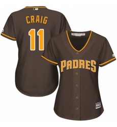 Womens Majestic San Diego Padres 11 Allen Craig Authentic Brown Alternate Cool Base MLB Jersey Womens Majestic San Diego Padres 11 Allen Craig Authentic Brown Alternate Cool Base MLB Jersey