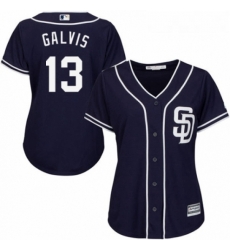 Womens Majestic San Diego Padres 13 Freddy Galvis Replica Navy Blue Alternate 1 Cool Base MLB Jersey Womens Majestic San Diego Padres 13 Freddy Galvis Replica Navy Blue Alternate 1 Cool Base MLB Jersey