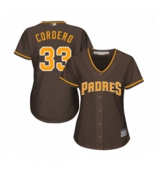 Womens San Diego Padres 33 Franchy Cordero Replica Brown Alternate Cool Base Baseball Jersey Womens San Diego Padres 33 Franchy Cordero Replica Brown Alternate Cool Base Baseball Jersey