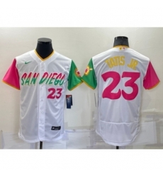 Youth San Diego Padres #23 Fernando Tatis Jr White Number 2022 City Connect Flex Base Stitched Jersey Youth San Diego Padres #23 Fernando Tatis Jr White Number 2022 City Connect Flex Base Stitched Jersey