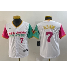 Youth San Diego Padres 7 Ha Seong Kim White City Connect Stitched Baseball Jersey 2 Youth San Diego Padres 7 Ha Seong Kim White City Connect Stitched Baseball Jersey 2