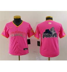 Youth San Diego Padres Team Big Logo Pink Stitched Baseball Jersey 2 Youth San Diego Padres Team Big Logo Pink Stitched Baseball Jersey 2