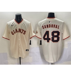Men San Francisco Giants 48 Pablo Sandoval Cream 2024 Home Limited Stitched Baseball Jersey