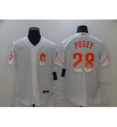 Men's San Francisco Giants #28 Buster Posey Nike White 2021 City Connect Replica Player Jersey Men's San Francisco Giants #28 Buster Posey Nike White 2021 City Connect Replica Player Jersey