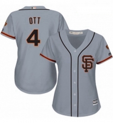 Womens Majestic San Francisco Giants 4 Mel Ott Replica Grey Road 2 Cool Base MLB Jersey Womens Majestic San Francisco Giants 4 Mel Ott Replica Grey Road 2 Cool Base MLB Jersey