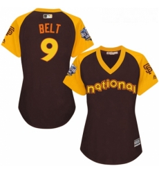 Womens Majestic San Francisco Giants 9 Brandon Belt Authentic Brown 2016 All Star National League BP Cool Base MLB Jersey Womens Majestic San Francisco Giants 9 Brandon Belt Authentic Brown 2016 All Star National League BP Cool Base MLB Jersey