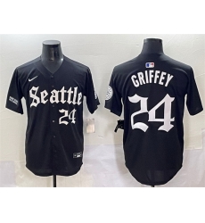 Men Seattle Mariners 24 Ken Griffey Jr  Black  27Deep Sea Gothic Edition 27 Vapor Premier Limited Stitched Baseball Jersey