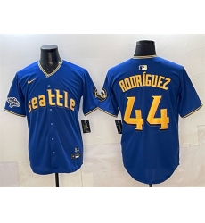 Men Seattle Mariners 44 Julio Rodr EDguez Royal With 2025 AL West Division Champions Patch City Connect Limited Stitched Baseball Jersey