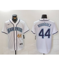 Men Seattle Mariners 44 Julio Rodriguez White Cool Base Stitched Jersey 2 Men Seattle Mariners 44 Julio Rodriguez White Cool Base Stitched Jersey 2