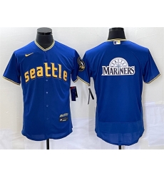 Men Seattle Mariners Royal Team Big Logo 2023 City Connect Flex Base Stitched Jersey Men Seattle Mariners Royal Team Big Logo 2023 City Connect Flex Base Stitched Jersey
