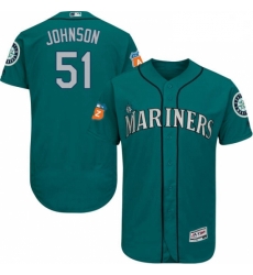 Mens Majestic Seattle Mariners 51 Randy Johnson Teal Green Alternate Flex Base Authentic Collection MLB Jersey Mens Majestic Seattle Mariners 51 Randy Johnson Teal Green Alternate Flex Base Authentic Collection MLB Jersey
