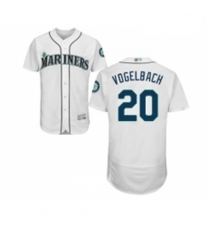 Mens Seattle Mariners 20 Dan Vogelbach White Home Flex Base Authentic Collection Baseball Jersey