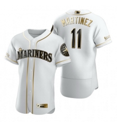 Seattle Mariners 11 Edgar Martinez White Nike Mens Authentic Golden Edition MLB Jersey
