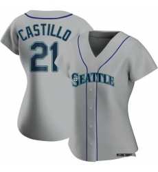 Women Seattle Mariners 21 Luis Castillo Authentic Grey Alternate Jerseys Women Seattle Mariners 21 Luis Castillo Authentic Grey Alternate Jerseys