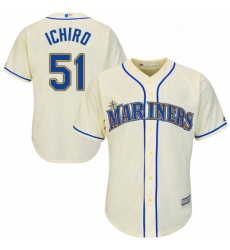 Youth Majestic Seattle Mariners 51 Ichiro Suzuki Replica Cream Alternate Cool Base MLB Jersey Youth Majestic Seattle Mariners 51 Ichiro Suzuki Replica Cream Alternate Cool Base MLB Jersey