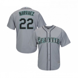 Youth Seattle Mariners 22 Omar Narvaez Replica Grey Road Cool Base Baseball Jersey 
