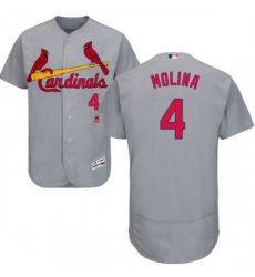 Men St. Louis Cardinals #4 Yadier Molina Grey MLB Jersey Men St. Louis Cardinals #4 Yadier Molina Grey MLB Jersey