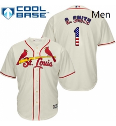 Mens Majestic St Louis Cardinals 1 Ozzie Smith Authentic Cream USA Flag Fashion MLB Jersey Mens Majestic St Louis Cardinals 1 Ozzie Smith Authentic Cream USA Flag Fashion MLB Jersey