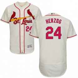 Mens Majestic St Louis Cardinals 24 Whitey Herzog Cream Alternate Flex Base Authentic Collection MLB Jersey