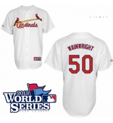 Mens Majestic St Louis Cardinals 50 Adam Wainwright Replica White Cool Base 2013 World Series Patch MLB Jersey Mens Majestic St Louis Cardinals 50 Adam Wainwright Replica White Cool Base 2013 World Series Patch MLB Jersey