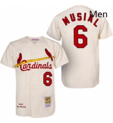 Mens Mitchell and Ness 1963 St Louis Cardinals 6 Stan Musial Authentic Cream Throwback MLB Jersey Mens Mitchell and Ness 1963 St Louis Cardinals 6 Stan Musial Authentic Cream Throwback MLB Jersey