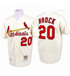 Mens Mitchell and Ness St Louis Cardinals 20 Lou Brock Authentic Cream Throwback MLB Jersey Mens Mitchell and Ness St Louis Cardinals 20 Lou Brock Authentic Cream Throwback MLB Jersey