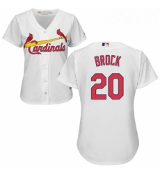 Womens Majestic St Louis Cardinals 20 Lou Brock Replica White Home Cool Base MLB Jersey Womens Majestic St Louis Cardinals 20 Lou Brock Replica White Home Cool Base MLB Jersey