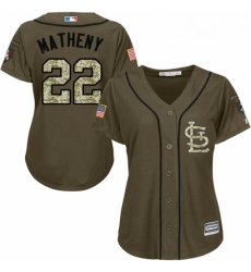 Womens Majestic St Louis Cardinals 22 Mike Matheny Replica Green Salute to Service MLB Jersey Womens Majestic St Louis Cardinals 22 Mike Matheny Replica Green Salute to Service MLB Jersey