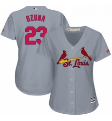 Womens Majestic St Louis Cardinals 23 Marcell Ozuna Replica Grey Road Cool Base MLB Jersey Womens Majestic St Louis Cardinals 23 Marcell Ozuna Replica Grey Road Cool Base MLB Jersey