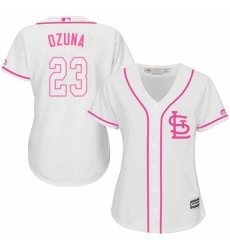 Womens Majestic St Louis Cardinals 23 Marcell Ozuna Replica White Fashion Cool Base MLB Jersey Womens Majestic St Louis Cardinals 23 Marcell Ozuna Replica White Fashion Cool Base MLB Jersey