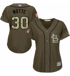 Womens Majestic St Louis Cardinals 30 Jason Motte Replica Green Salute to Service MLB Jersey Womens Majestic St Louis Cardinals 30 Jason Motte Replica Green Salute to Service MLB Jersey
