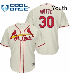 Youth Majestic St Louis Cardinals 30 Jason Motte Replica Cream Alternate Cool Base MLB Jersey Youth Majestic St Louis Cardinals 30 Jason Motte Replica Cream Alternate Cool Base MLB Jersey