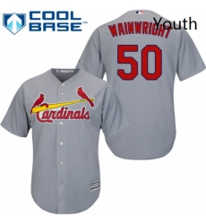 Youth Majestic St Louis Cardinals 50 Adam Wainwright Replica Grey Road Cool Base MLB Jersey Youth Majestic St Louis Cardinals 50 Adam Wainwright Replica Grey Road Cool Base MLB Jersey