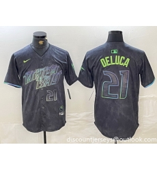Men Tampa Bay Rays 21 Jonny DeLuca Charcoal 2024 City Connect Limited Stitched jerseys 3 Men Tampa Bay Rays 21 Jonny DeLuca Charcoal 2024 City Connect Limited Stitched jerseys 3