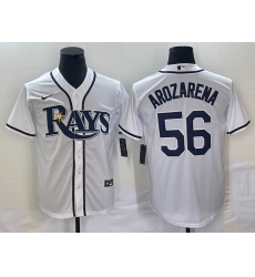 Men Tampa Bay Rays 56 Randy Arozarena White Cool Base Stitched Baseball Jersey 2 Men Tampa Bay Rays 56 Randy Arozarena White Cool Base Stitched Baseball Jersey 2