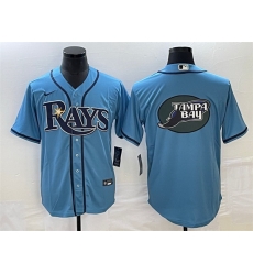 Men Tampa Bay Rays Light Blue Team Big Logo Cool Base Stitched Baseball Jersey