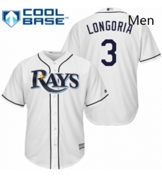 Mens Majestic Tampa Bay Rays 3 Evan Longoria Replica White Home Cool Base MLB Jersey Mens Majestic Tampa Bay Rays 3 Evan Longoria Replica White Home Cool Base MLB Jersey