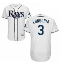 Mens Majestic Tampa Bay Rays 3 Evan Longoria White Home Flex Base Authentic Collection MLB Jersey Mens Majestic Tampa Bay Rays 3 Evan Longoria White Home Flex Base Authentic Collection MLB Jersey