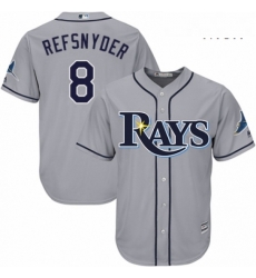 Mens Majestic Tampa Bay Rays 8 Rob Refsnyder Replica Grey Road Cool Base MLB Jersey Mens Majestic Tampa Bay Rays 8 Rob Refsnyder Replica Grey Road Cool Base MLB Jersey