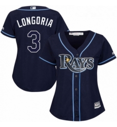 Womens Majestic Tampa Bay Rays 3 Evan Longoria Replica Navy Blue Alternate Cool Base MLB Jersey Womens Majestic Tampa Bay Rays 3 Evan Longoria Replica Navy Blue Alternate Cool Base MLB Jersey