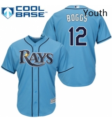 Youth Majestic Tampa Bay Rays 12 Wade Boggs Authentic Light Blue Alternate 2 Cool Base MLB Jersey Youth Majestic Tampa Bay Rays 12 Wade Boggs Authentic Light Blue Alternate 2 Cool Base MLB Jersey