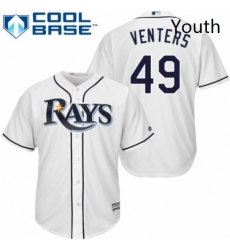Youth Majestic Tampa Bay Rays 49 Jonny Venters Replica White Home Cool Base MLB Jersey Youth Majestic Tampa Bay Rays 49 Jonny Venters Replica White Home Cool Base MLB Jersey