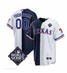 Men Texas Rangers 26 Cowboys Active Player Custom Navy White Splite 2023 World Series Splite Stitched Baseball Jersey Men Texas Rangers 26 Cowboys Active Player Custom Navy White Splite 2023 World Series Splite Stitched Baseball Jersey
