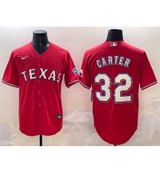Men Texas Rangers 32 Evan Carter Red Cool Base Stitched Baseball Jersey