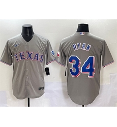 Men Texas Rangers 34 Nolan Ryan Grey With Patch Cool Base Stitched Baseball Jersey Men Texas Rangers 34 Nolan Ryan Grey With Patch Cool Base Stitched Baseball Jersey