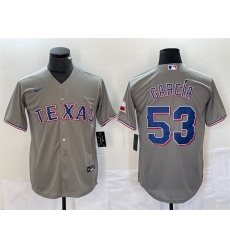Men Texas Rangers 53 Adolis Garc EDa Grey With Patch Cool Base Stitched Baseball Jersey Men Texas Rangers 53 Adolis Garc EDa Grey With Patch Cool Base Stitched Baseball Jersey