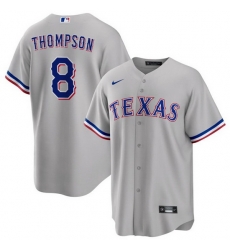 Men Texas Rangers 8 Bubba Thompson Grey Cool Base Stitched Baseball Jersey Men Texas Rangers 8 Bubba Thompson Grey Cool Base Stitched Baseball Jersey