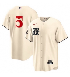 Men's Texas Rangers #5 Corey Seager Cream 2023 City Connect Cool Base Stitched Baseball Jersey Men's Texas Rangers #5 Corey Seager Cream 2023 City Connect Cool Base Stitched Baseball Jersey